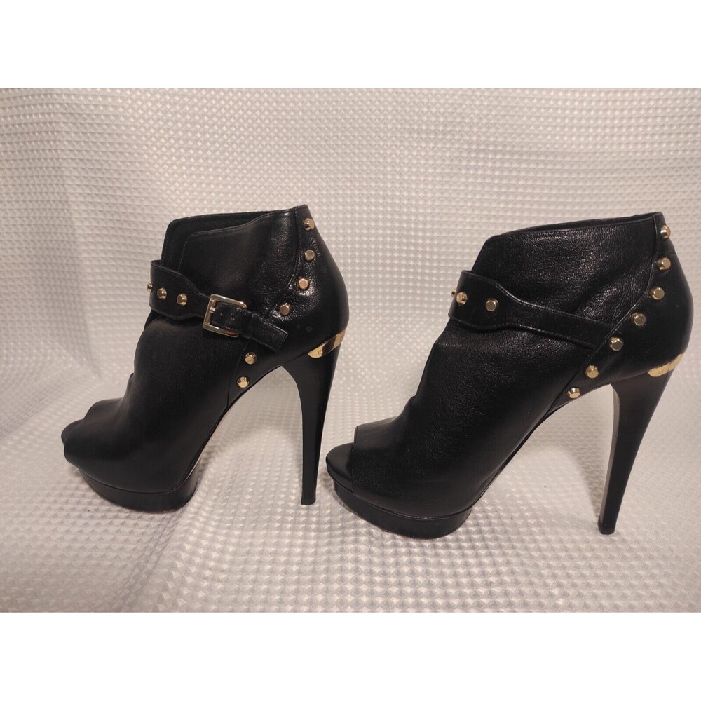 MICHAEL KORS Ailee Studded Black Platform Leather Open Toe Heels Shoes 9.5 $265